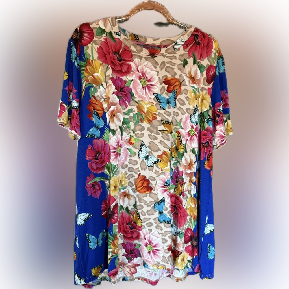 Johnny Was Mayflower Leopard Floral Bamboo Tee M
New